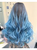 ベイビーブルーグラデーションカラースタイル☆