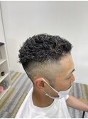 くりくりパーマ×フェード刈り上げ[倉敷][岡山][ハイライト]