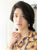 CカールでルーズなかきあげバングメンズロングウルフC南越谷