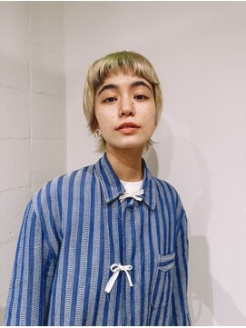 ブランコ 名古屋栄(BLANCO) 【nao. style】ショート ルーツカラー ライムグリーン