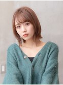大人かわいい前髪セシルカットココアブラウンフリンジウェーブ 