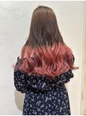 グラデーションピンクダブルカラーブリーチダークブラウン池袋