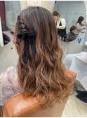 結婚式お呼ばれヘアアレンジ/ゆるふわアレンジ/ハーフツイン