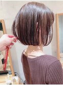 say. ぱっつん前髪 レイヤーボブ ニュアンスカラー アースカラー
