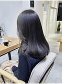 シアーブラック×ワンカールセミロング