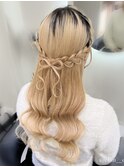 リボンハーフアップ