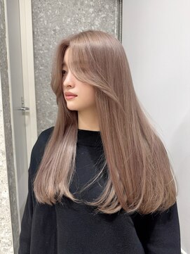 サンク 原宿 表参道(cinq) ミディアムレイヤーウルフストレートブリーチなしダブルカラー〇