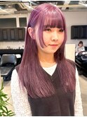 暖色カラー/パープルカラー/顔周りレイヤー/ケアブリーチ/渋谷