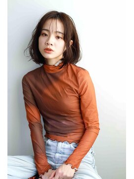 ムウ 難波(MOU) ボブクールショート前髪イメチェンピンクベージュ30代40代50代