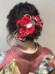 成人式　ヘアアレンジ　　編み込み