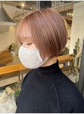 ココアブラウン大人可愛い20代30代前下がり小顔丸みショート