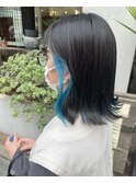 ターコイズブルー×ダークグレー20代30代