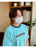 ハンサムショート/ショートボブ/ボブ/センターパート/20代/30代