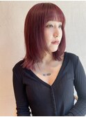 レイヤーカット×赤髪×暖色カラー×ブリーチ×10代20代30代