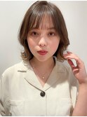 くびレイヤー外ハネ切りっぱなしボブインナー美髪ピンクブラウン