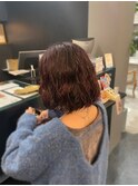 スパイラルパーマと赤