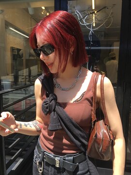 アンダーカレント(undercurrent) 縮毛しててもハイパーレッドレッドカラーブリーチなしカラー