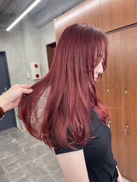 ニコ トウキョウ 渋谷(nico TOKYO) ダブルカラーチェリーレッドピンクブラウン韓国レイヤーロング