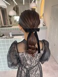 結婚式お呼ばれヘアセット/ポニーテール/まとめ髪/編みおろし
