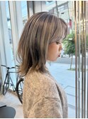 コントラストハイライト/レイヤーミディ/抜け感グレージュ