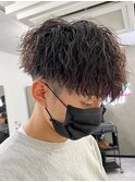 ツイストスパイラル/スパイラルパーマ/メンズ/マッシュ/眉毛
