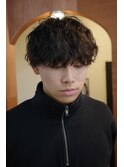 メンズマッシュシャドウパーマケアパーマブラウンカラー岡山
