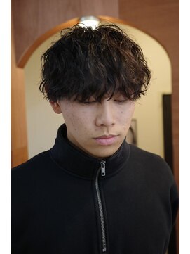 エディ(Edy) メンズマッシュシャドウパーマケアパーマブラウンカラー岡山