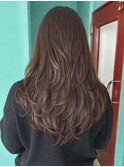 海外　韓国風　ハイレイヤーカット　ダークブラウン