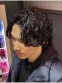 ルーズパーマラウンドマッシュフェザーパーマメンズパーマ眉毛