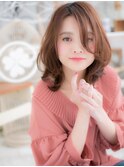 大人かわいい暖色系カラーオンブレ小顔ロブ上尾20代30代40代a!