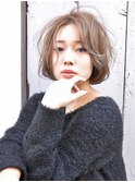 イルミナカラー☆センターパートくせ毛風無造作フェミニンボブ