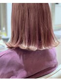 ラベンダーピンク×外ハネセミロング