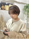 人気のベージュカラー大人丸みショートボブ♪20代30代