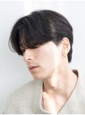 ニュアンスパーマ毛流れシースルーマッシュセンターパートメンズ