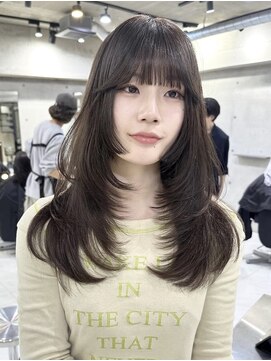 サイン 渋谷(SIGN) 韓国ヘアーハッシュカットレイヤーカットグレージュブリーチ無し