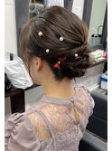 シニヨン×パールアレンジ
