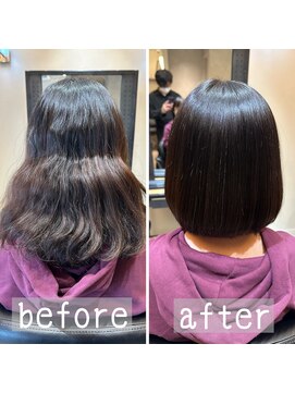 グロス(gloss) 【箕面豊中】髪質改善カラートリートメントビフォーアフター