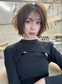 ショートヘアカットレイヤーカットグレージュブリーチ無し