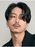 天神大名ニュアンスパーマセンターパートシャドウパーマ刈り上げ