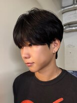 ノラ シブヤ(NORA)&nbsp;シースルーマッシュメンズヘア刈り上げなしダウンパーマ韓国風