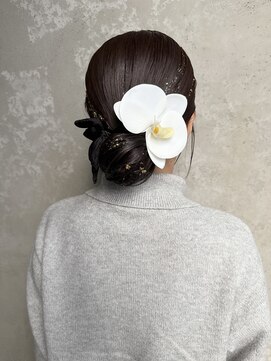 【成人式ヘアセット/成人式ヘア】ヘアアレンジ/渋谷/シニヨン/眉