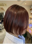 ボブ　ピンクブラウン　ピンク　グラボブ　レイヤーボブ
