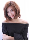 ボブショート/小顔補正立体カット/暖色系カラー