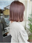 ピンクベージュ×外ハネミディアム*゜