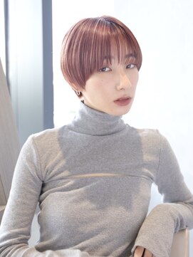 エムスラッシュ みなとみらい馬車道店(M SLASH) ミルクティーピンク/艶カラー/ミニマムショート/馬車道