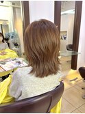 外ハネレイヤーボブ#ミルクティーベージュ#20代30代40代50代