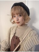 ケアブリーチハイトーンベージュカラーボブカット