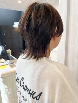 キャアリー(Caary) 福山人気20代30代40代ウルフレイヤー部分パーマイルミナカラー