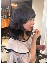 シア 富雄店(Sia.) NANAゆるふわ内巻きミディアム暗髪ぱっつん20代