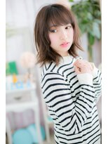 ヘアアンドビューティー ミック(Hair & Beauty miq)&nbsp;シースルーバングくすみカラー耳かけくせ毛風ロブb